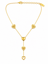 Golden Love Heart Lariat Necklace for Women