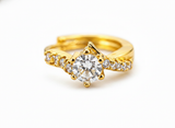 NXGOLD Solitaire Crystal Gold-Toned Huggie Hoop Earrings for Women