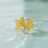 NXGOLD Leaf Adjustable Ring with Solitaire CZ Stone for Women