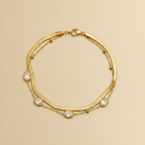 NXGOLD Premium Double Layer Oval Stone Bracelet