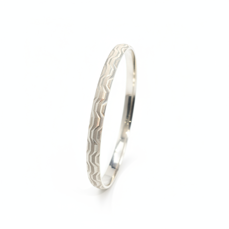 Premium 925 Sterling Silver Zigzag Pattern Kada Bracelet