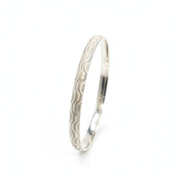 Premium 925 Sterling Silver Zigzag Pattern Kada Bracelet