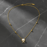 Elegant Gold Bead Chain Necklace with Pearl Pendant