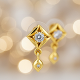 NXGOLD Geometric Crystal Drop Gold-Toned Stud Earrings for Women