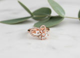 Rose Gold Floral Crystal Ring for Girls & Women