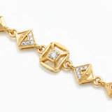 Premium Royal Ruby Geometric CZ Charm Bracelet for Women & Girls