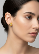 NXGOLD Textured Dome Gold-Toned Stud Earrings for Women