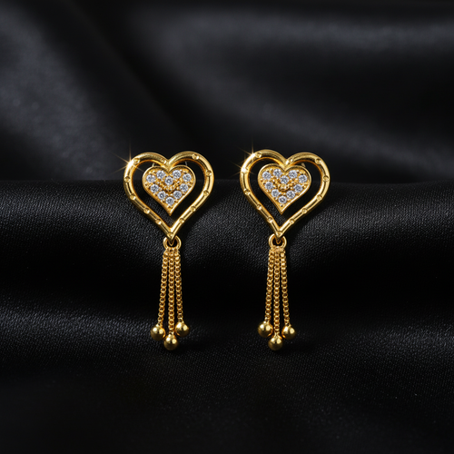 Heart Tassel Stud Earrings for Women