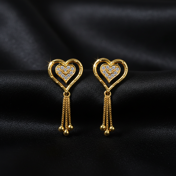Heart Tassel Stud Earrings for Women
