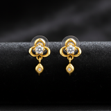 NXGOLD Clover Crystal Drop Gold-Toned Stud Earrings for Women