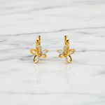 NXGOLD Butterfly Charm Crystal Gold-Toned Hoop Earrings for Women