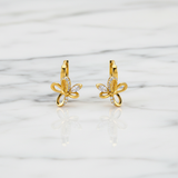 NXGOLD Butterfly Charm Crystal Gold-Toned Hoop Earrings for Women