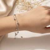 925 Sterling Silver Double Layer Bead Bracelet for Women