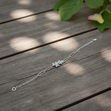 Elegant Twin Daisy Cubic Zirconia 925 Sterling Silver Bracelet for Women & Girls