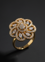 NXGOLD Luxury Floral Halo Diamond Statement Ring for Women