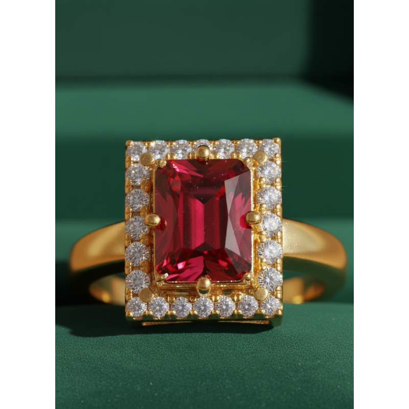 NXGOLD Ruby Royale Halo Ring