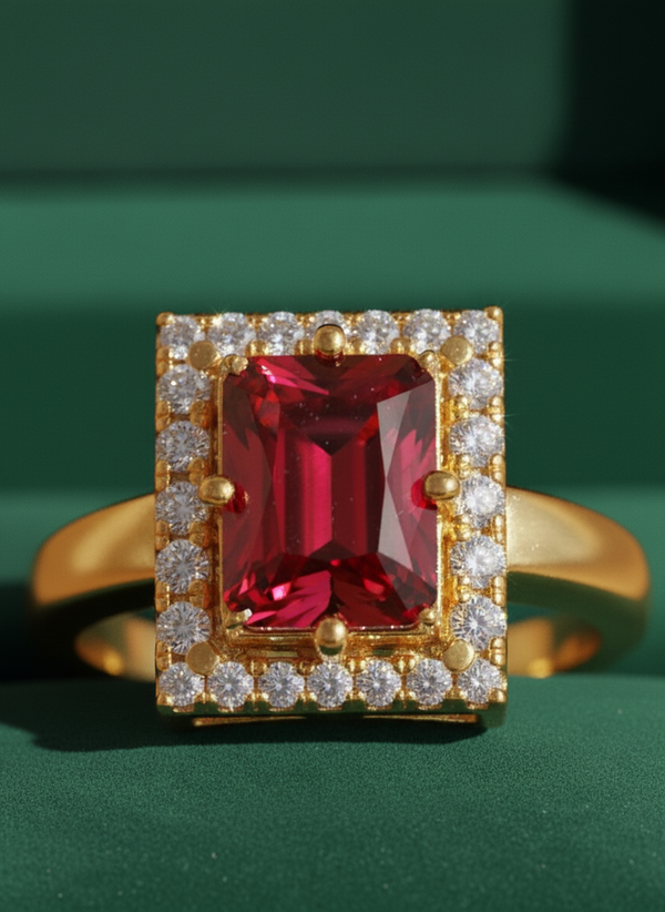 NXGOLD Ruby Royale Halo Ring