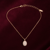 Rose Gold Crystal Halo Oval Pendant Necklace for Women