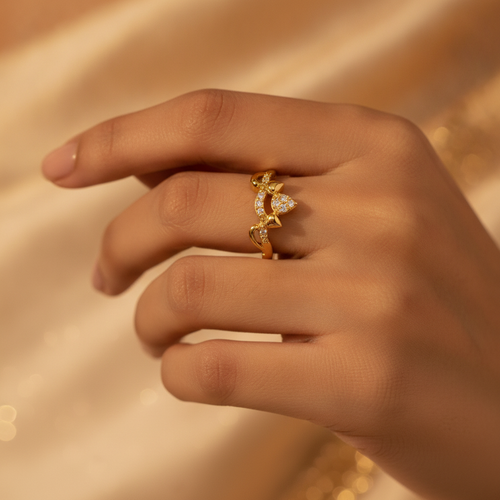 NXGOLD Deer Antler CZ Adjustable Ring for Women