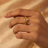 NXGOLD Deer Antler CZ Adjustable Ring for Women