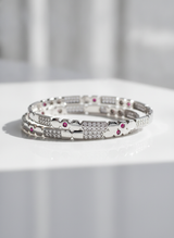 925 Silver Geometric Ruby & Cubic Zirconia Bangles