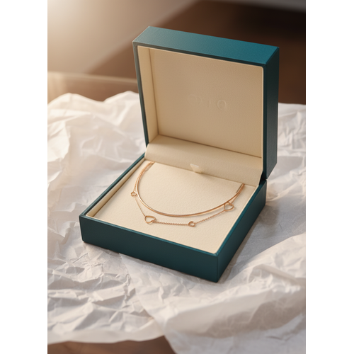 Elegant Rose Gold Double Layer Heart Charm Pendant Necklace