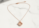 Rose Gold Crystal Clover Pendant Necklace for Women
