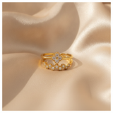 Designer Double Layer Floral CZ Ring for Women