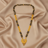 Traditional Mangalsutra Necklace with Red & Green Stone Pendant