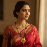 Ethnic Mangalsutra with Intricate Floral Temple Pendant