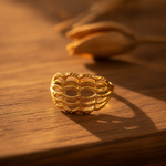 Elegant Wave Filigree Gold Plated Ring for Women