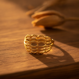 Elegant Wave Filigree Gold Plated Ring for Women