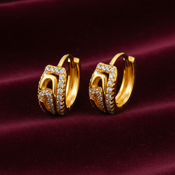 Luxury Gold Diamond Hoop Earrings For Women & Girls