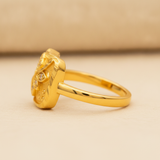 Classic Floral Leaf Stone Studded Ring for Women