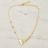 Elegant Gold Butterfly & Bead Chain Necklace