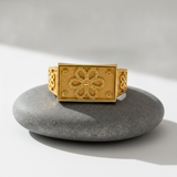Royal Bloom Heritage Gold Statement Ring for Men