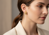 NXGOLD Geometric Crystal Gold-Toned Huggie Hoop Earrings for Women