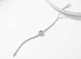 Pink Halo CZ Tennis 925 Sterling Silver Bracelet for Women