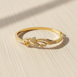 Luxury Floral Leaf CZ Open Bracelet For Women & Girl
