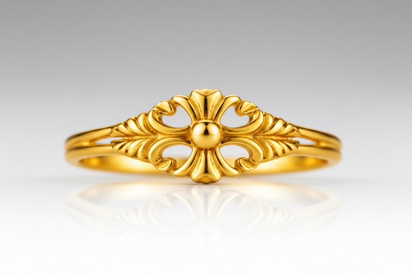 NXGOLD Vintage Blossom Heart Ring