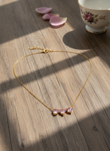 NXGOLD Triple Pink Heart Crystal Necklace for Women & Girls