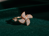 Rose Gold Floral CZ Adjustable Ring for Women