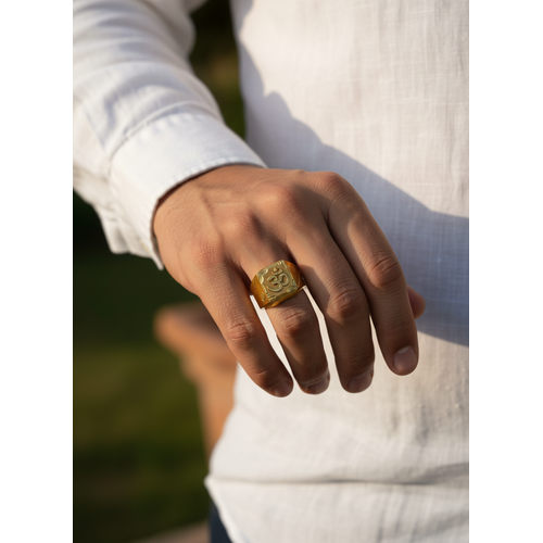NXGOLD Premium Om Maharaja Gold Signet Ring for Men