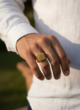 NXGOLD Premium Om Maharaja Gold Signet Ring for Men