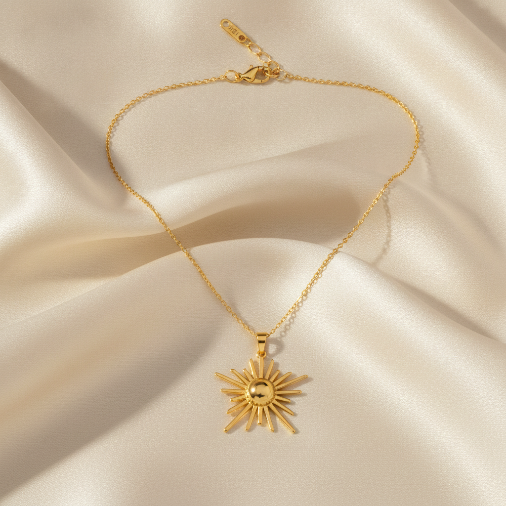 Golden Solstice Sun Necklace for Women