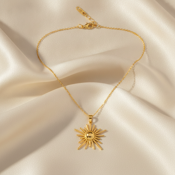 Golden Solstice Sun Necklace for Women