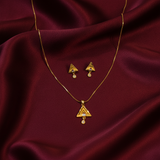 Triangle Sparkle Pendant Necklace Set for Women