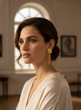 NXGOLD Regal Chain Tassel Crystal Earrings