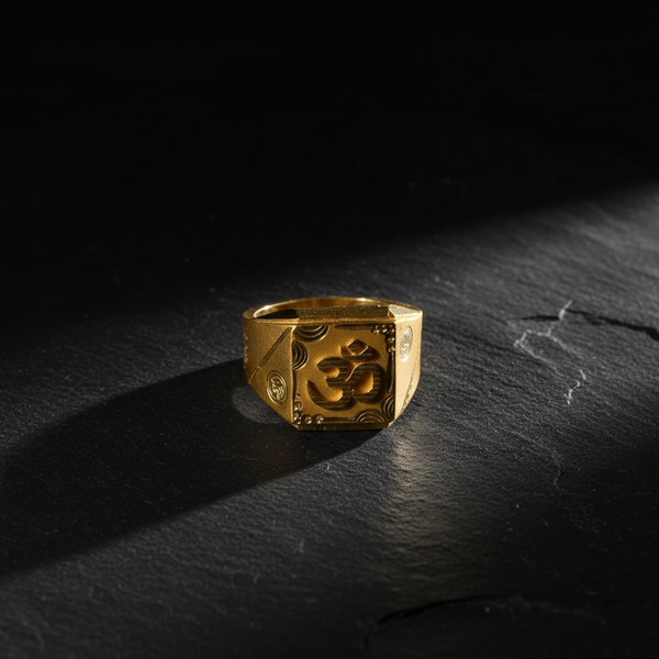 NXGOLD Divine Om Heritage Gold Signet Ring for Men
