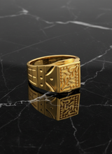 NXGOLD Royal Engraved Square Signet Gold Ring for Men